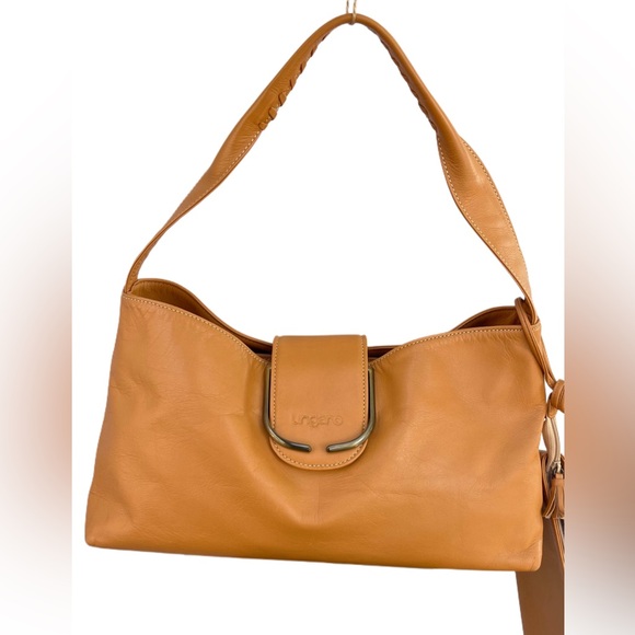 Ungaro Japanese Brand Light Brown Leather Shoulder Bag with Pouch - Picture 3 of 17